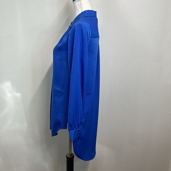 Express Blouse Tunic size Extra Small Royal Blue Shimmery Modest Career Casual - Picture 5 of 7